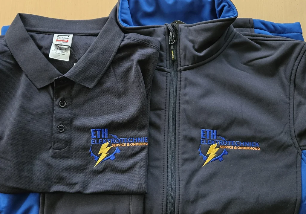 Polo en jas met het geborduurde logo van ETH Electrotechniek